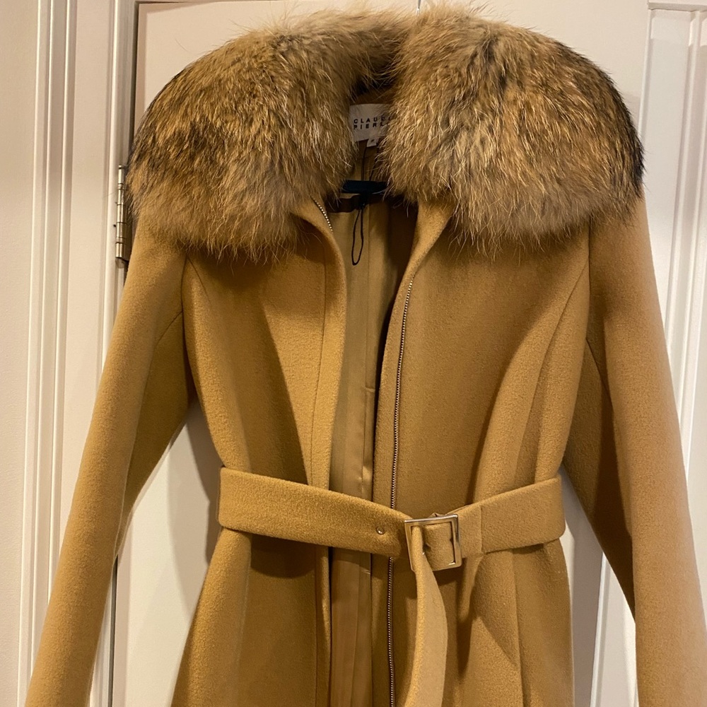 Claudie Pierlot - Gilles wool and cashmere-blend coat fur collar silk lining
